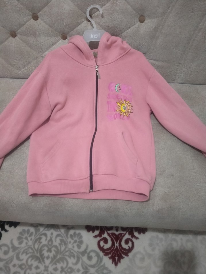 Kız Çocuk Pembe Fermuarlı Sweatshirt - Görsel 4