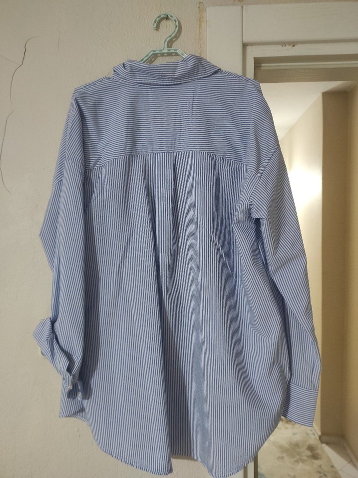 Polo Kadın Mavi Çizgili Gömlek - Görsel 2