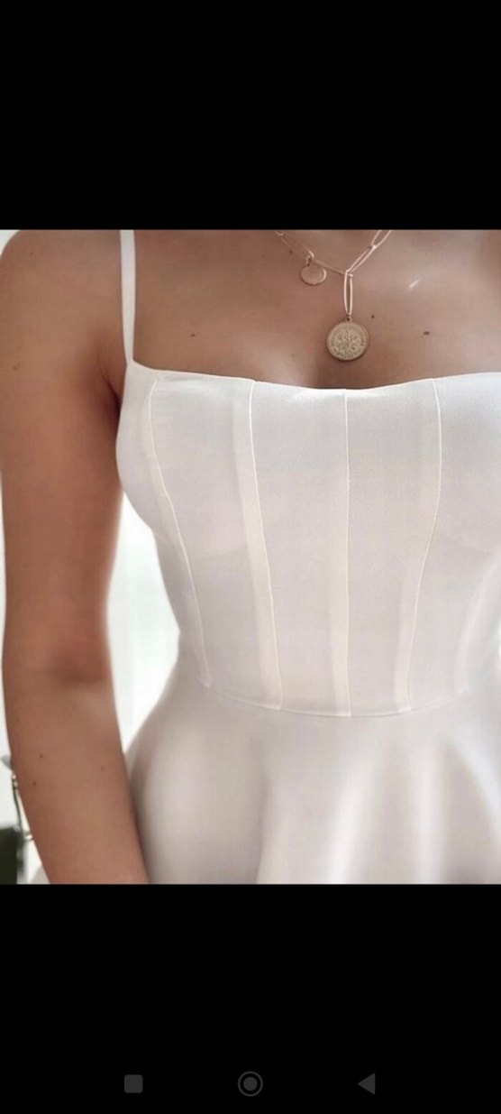 Beyaz Mini Straplez Fırfırlı Elbise - Görsel 3