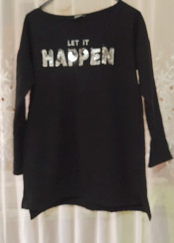 Diğer Siyah, Uzun Kollu, Baskılı Kadın Sweatshirt