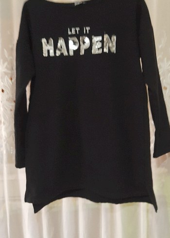m Beden Siyah, Uzun Kollu, Baskılı Kadın Sweatshirt