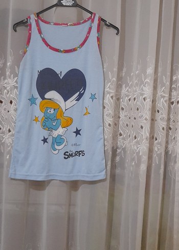 Kız Çocuk Mavi Dantelli Smurfs Atlet