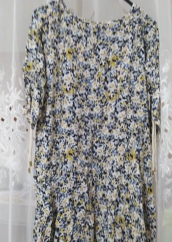 Uzun Kollu Bağlama Desenli Midi Triko Elbise - Görsel 3