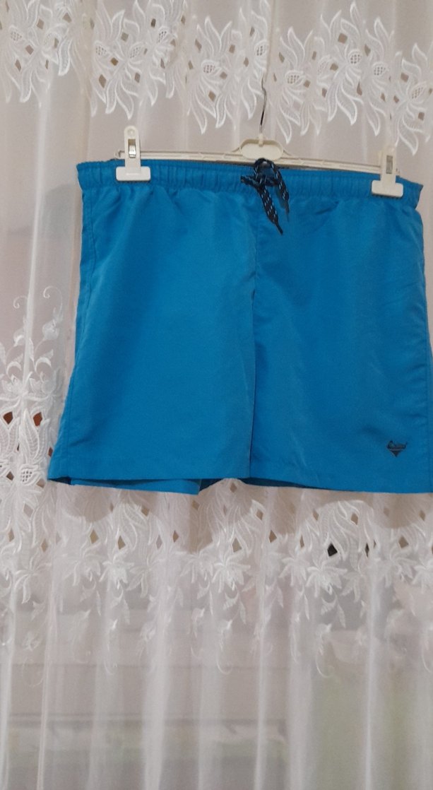 Erkek Mavi Mini Bel Bantlı Şort - Görsel 5