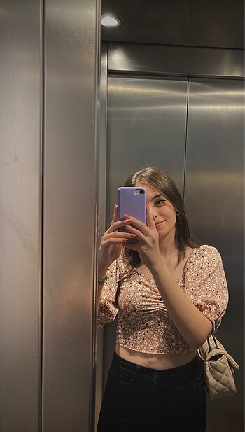 xs Beden Crop Balon Kol Üst