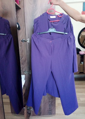 Diğer Mor Uzun Kollu Salaş Midi Tunik pantolon