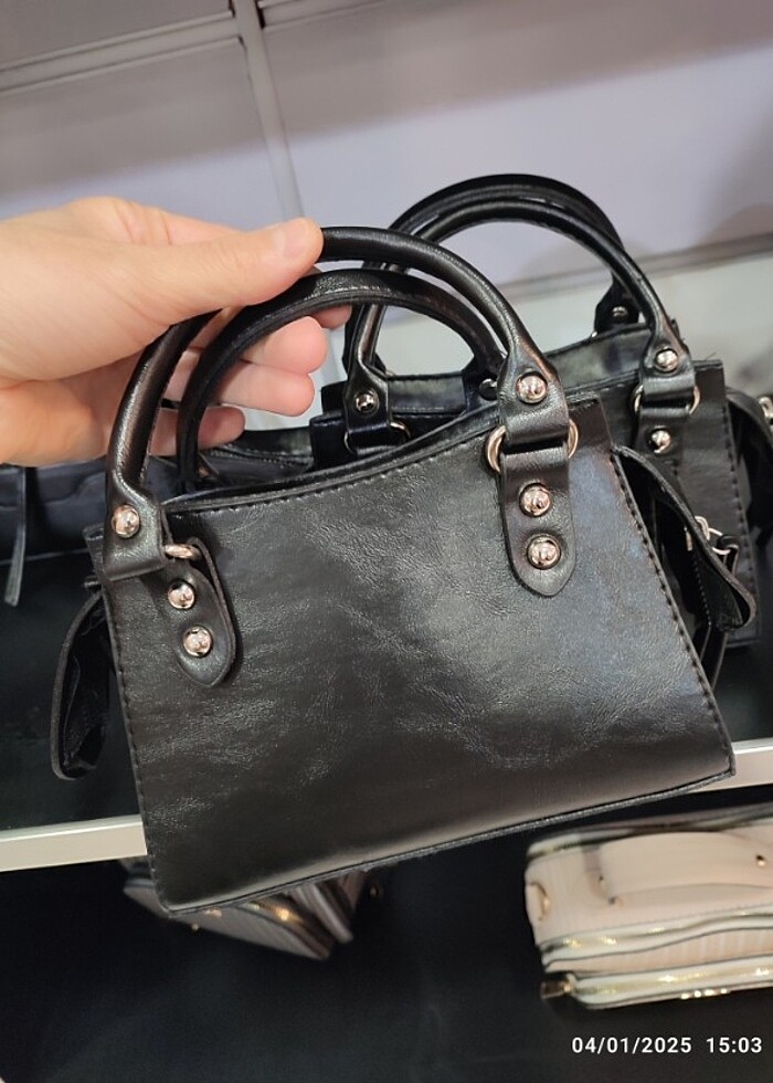 Siyah mini boy çanta - Görsel 2