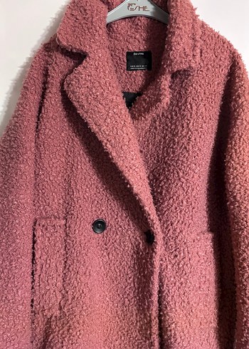 Pembe,gül kurusu tonlarında bol kesim kadın kaban - Görsel 2