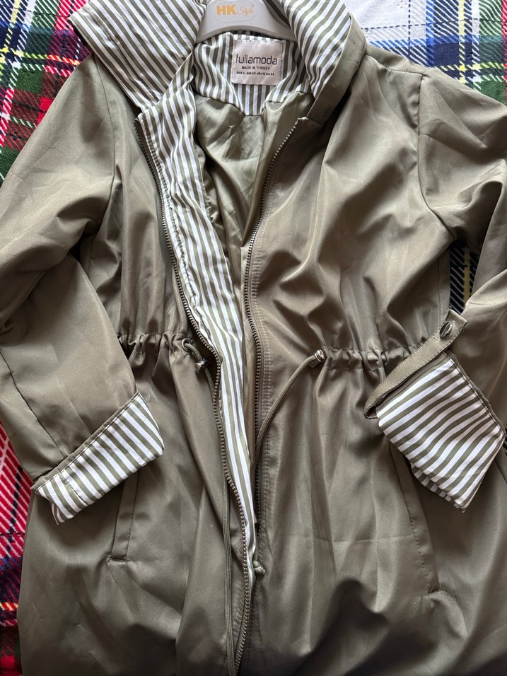 Gri Uzun Hamile Montu Fermuarlı - Görsel 4