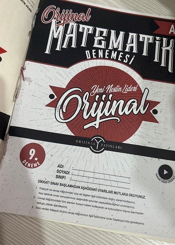 Orijinal Matematik Deneme Sınavı AYT