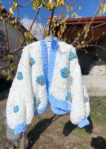 Alize Puffy papatyalı hırka - Görsel 3