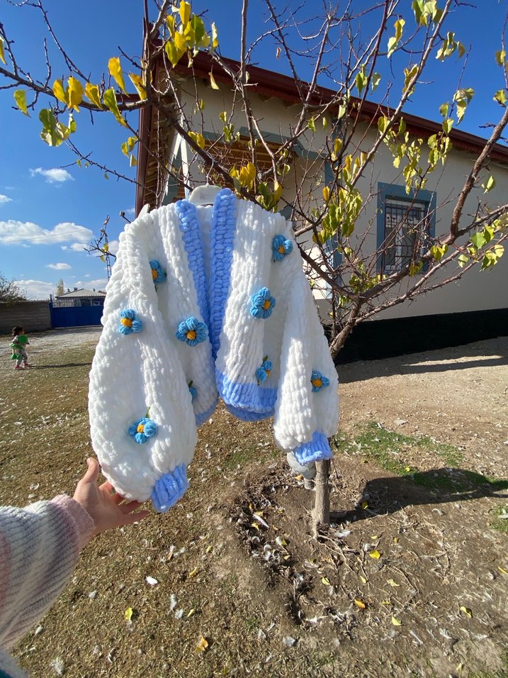 Alize Puffy papatyalı hırka - Görsel 4