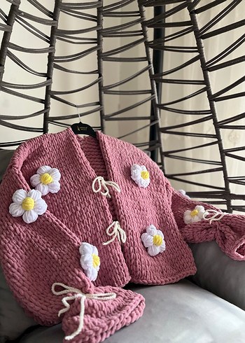 Nakışlı Pembe Bohem Mini Hırka - Görsel 2