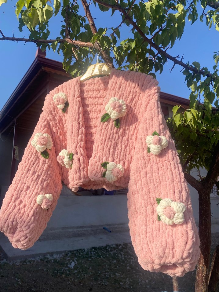 Çiçekli Alize Puffy hırka - Görsel 4