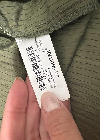xs Beden haki Renk Zara İnce çizgili Düğmeli Keten Kadın Gömlek - Haki