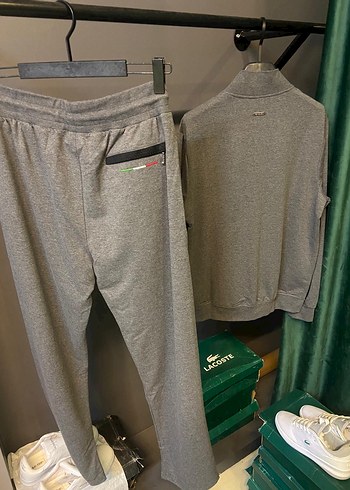 Loro piano Gri Erkek Regular Fit Fermuarlı Eşofman Altı - Görsel 2