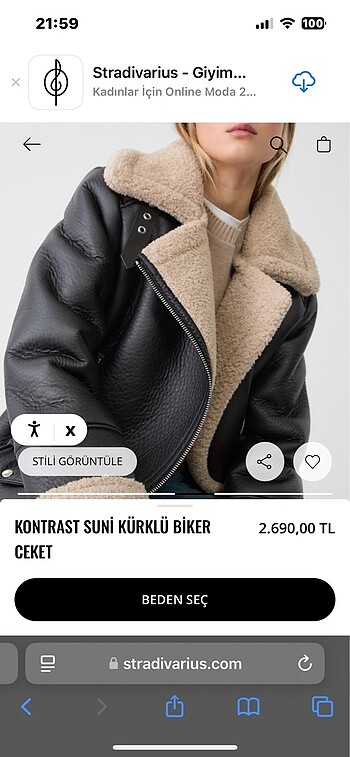 Stradivarius Deri kürklü ceket