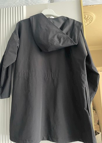 Fermuarlı Siyah Midi Yağmurluk - Görsel 2