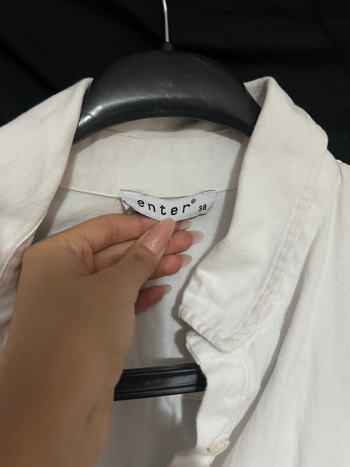 Kadın Beyaz Keten Kısa Tulum - Görsel 2