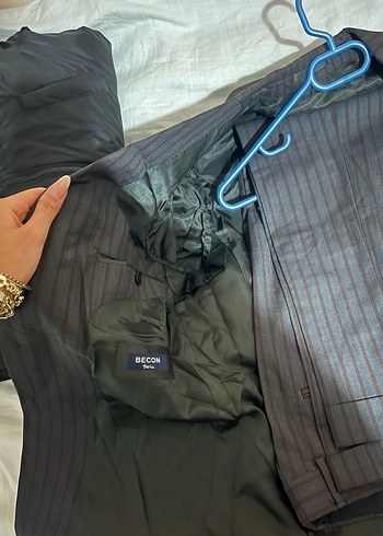 Düğmeli çizgili Erkek Takım Elbise - Görsel 3