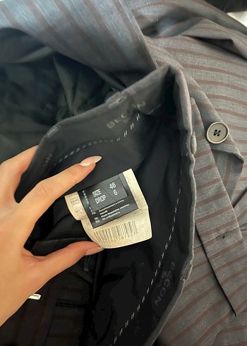 Düğmeli çizgili Erkek Takım Elbise - Görsel 4