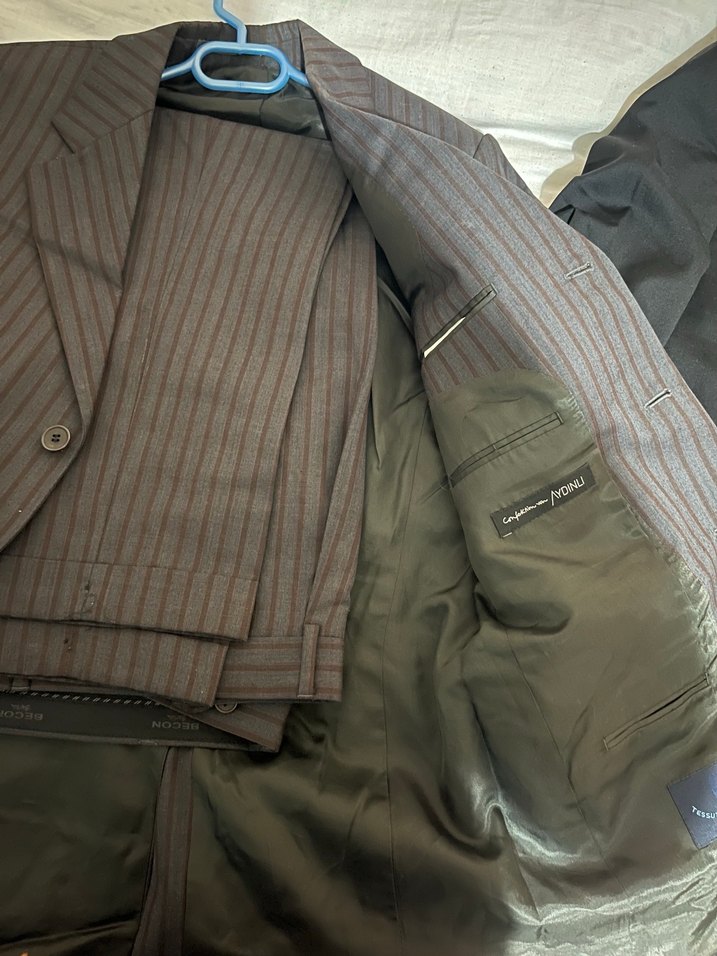 Düğmeli çizgili Erkek Takım Elbise - Görsel 2