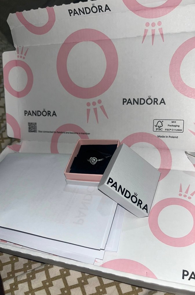 Pandora Beyaz kalpli Minimalist Yüzük - Görsel 2