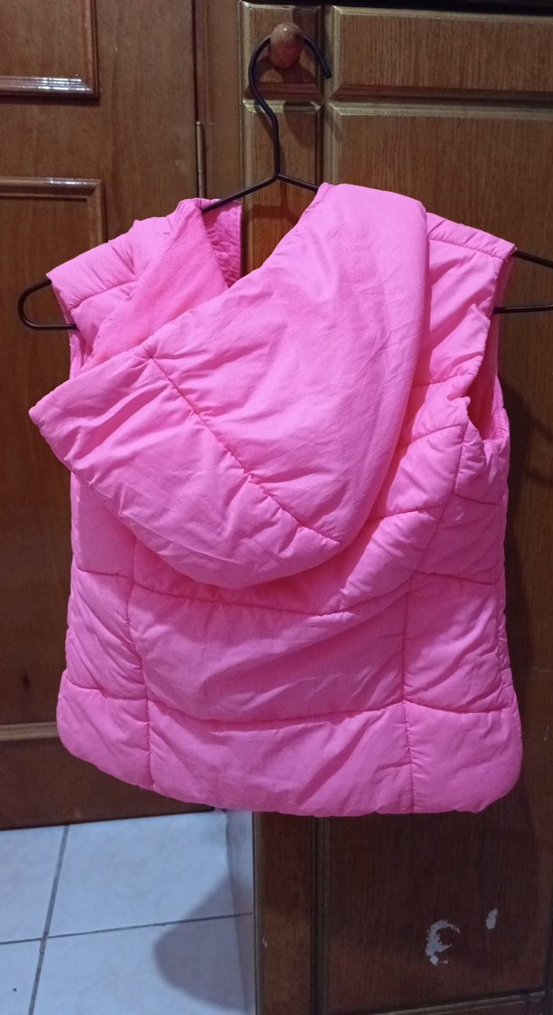 Kız Çocuk Pembe Kapüşonlu Fermuarlı Yelek - Görsel 2