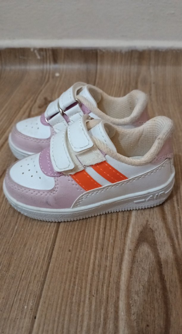 Kız Çocuk Pudra Beyaz Cırtcırtlı Spor Ayakkabı - Görsel 3