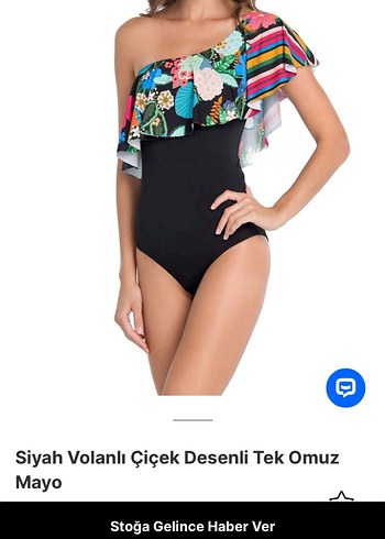Dagi Siyah Volanlı Çiçek Desenli Tek Omuz Mayo