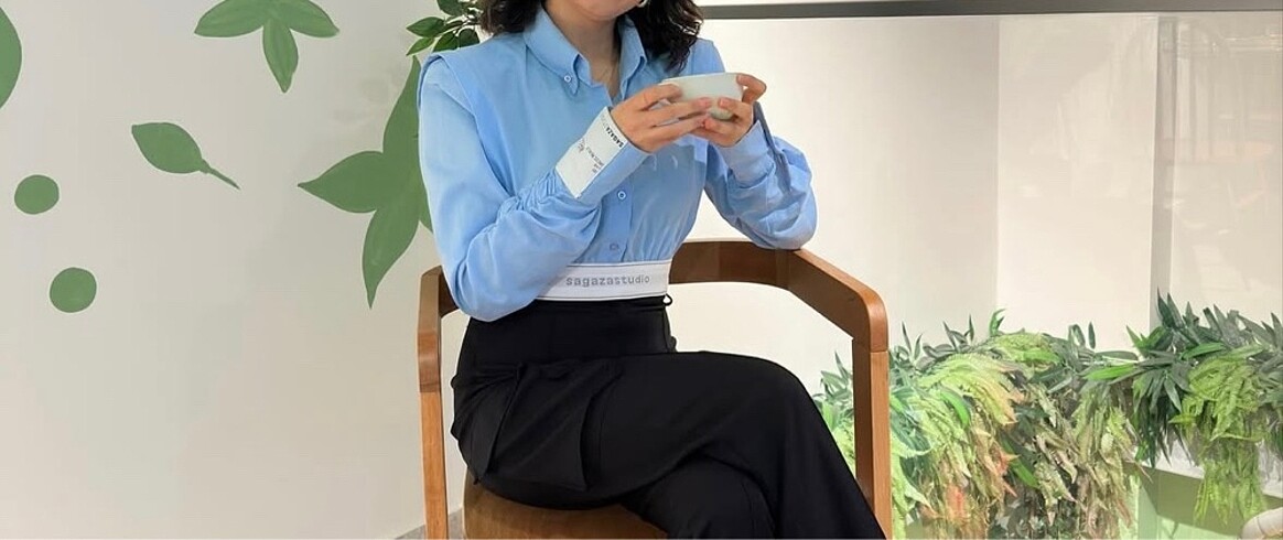 Sagaza studio mavi crop poplin gömlek