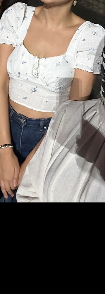 Mavi Jeans Mavi balon kol crop bluz
