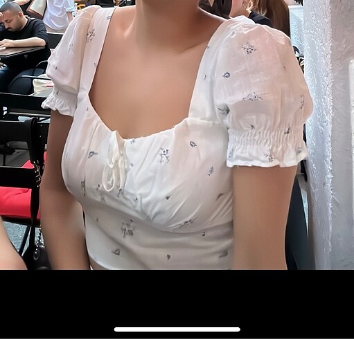 Mavi balon kol crop bluz