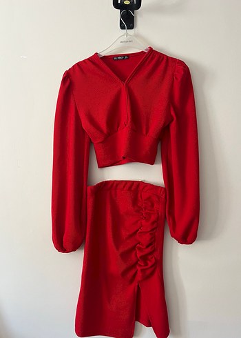 Kırmızı Pilili Hamile Midi Etek - Görsel 2