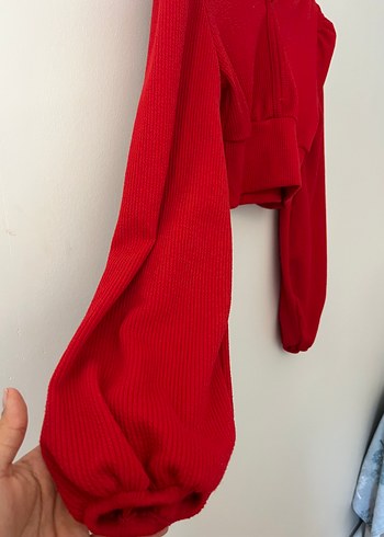 Kırmızı Pilili Hamile Midi Etek - Görsel 4