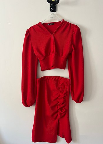 Kırmızı Pilili Hamile Midi Etek - Görsel 3