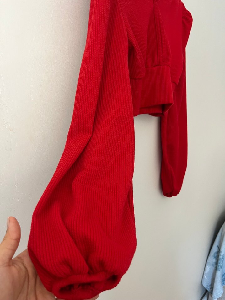 Kırmızı Pilili Hamile Midi Etek - Görsel 4