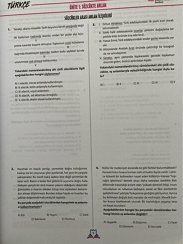  Türkçe test kitabı