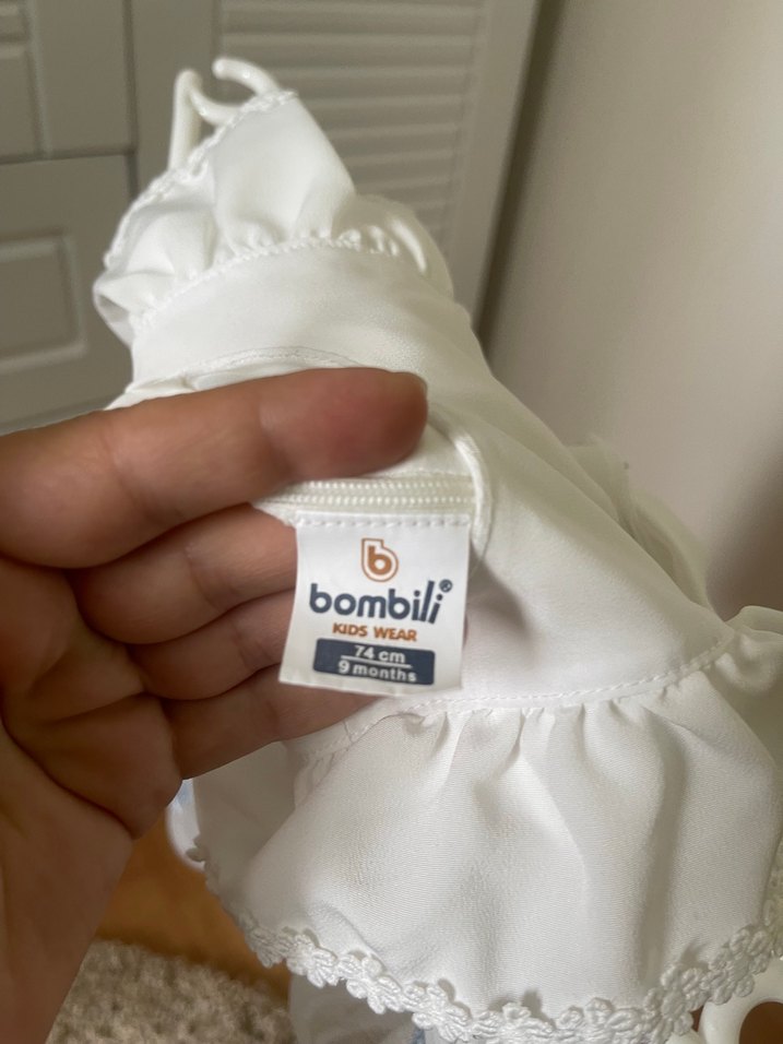 Kız Çocuk Beyaz Nakışlı Fırfırlı Elbise - Görsel 3