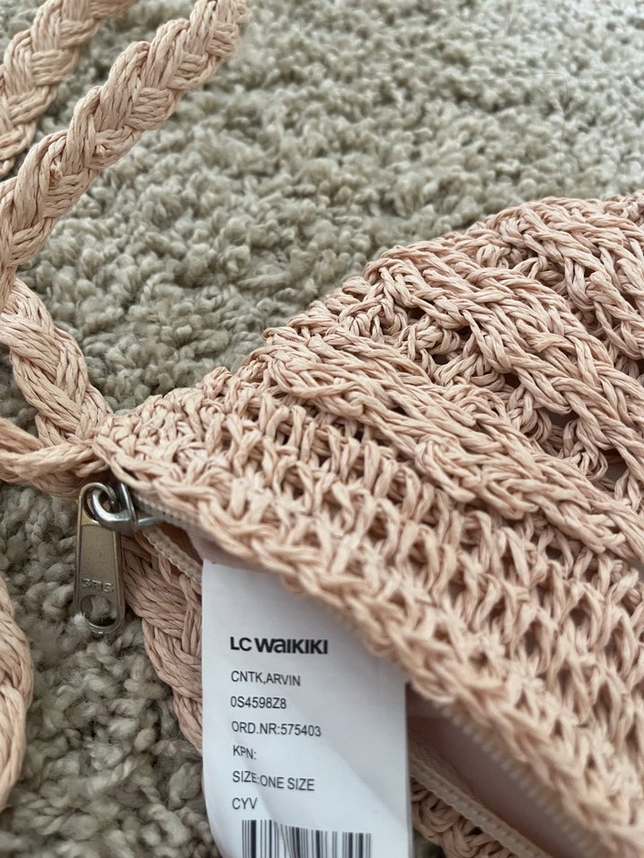 Pudra Pembe Nakışlı Bohem Örgü Kadın Çapraz Çanta - Görsel 2