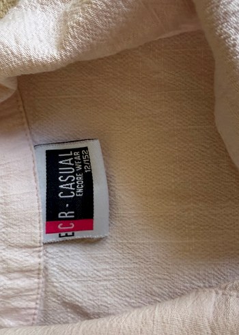 Pembe Nakışlı Keten pamuk çocuk gömlek Bluzu - Görsel 4