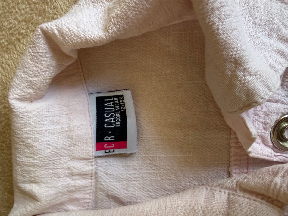 Pembe Nakışlı Keten pamuk çocuk gömlek Bluzu - Görsel 4