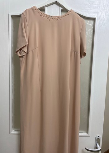 Dantel İşlemeli Bej Uzun Abiye Elbise - Görsel 6