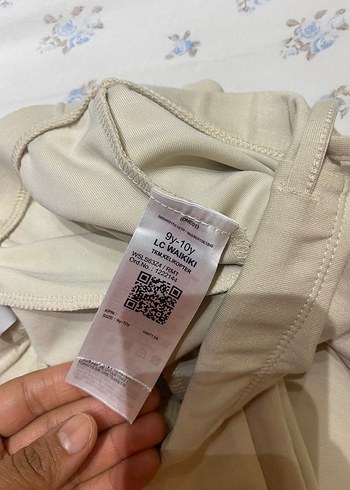 Bej Pamuklu Salaş kız çocuk Kumaş Pantolon - Görsel 3