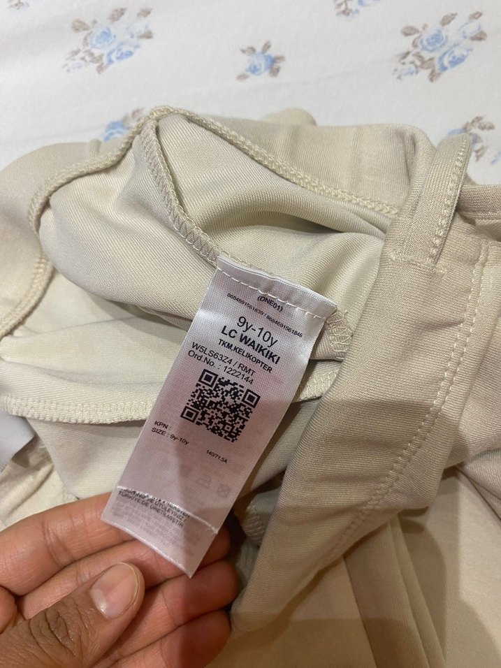 Bej Pamuklu Salaş kız çocuk Kumaş Pantolon - Görsel 3