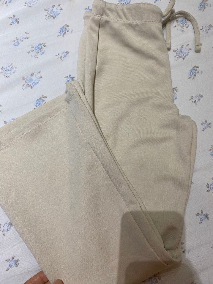 Bej Pamuklu Salaş kız çocuk Kumaş Pantolon - Görsel 2