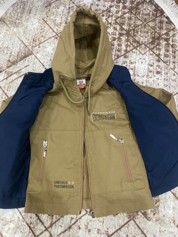 Kahverengi Kapüşonlu Erkek Çocuk Ceket - Görsel 3