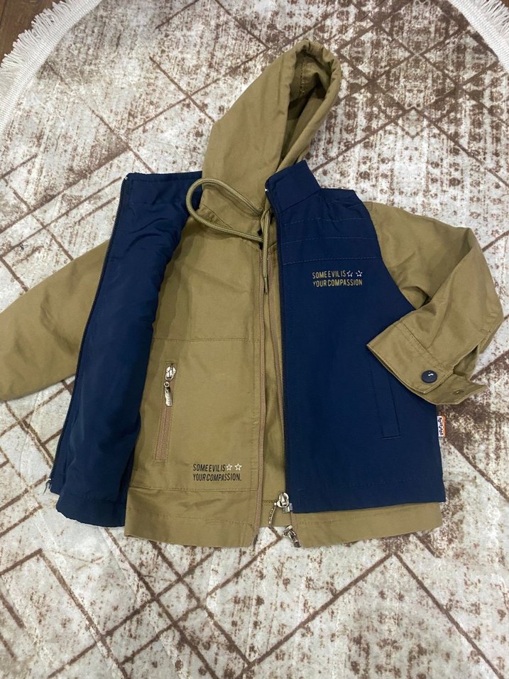 Kahverengi Kapüşonlu Erkek Çocuk Ceket - Görsel 2