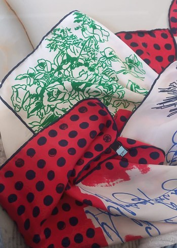 Fermuarlı Kırmızı Vintage Kadın Fular - Görsel 3