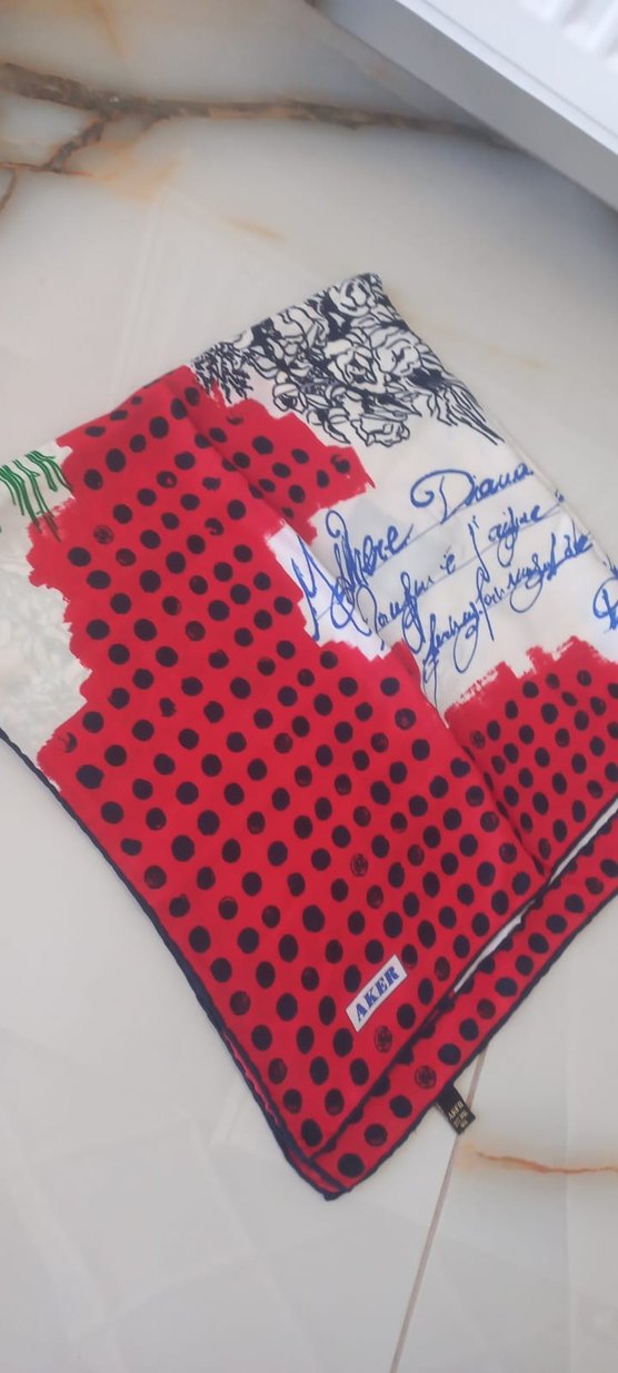 Fermuarlı Kırmızı Vintage Kadın Fular - Görsel 5